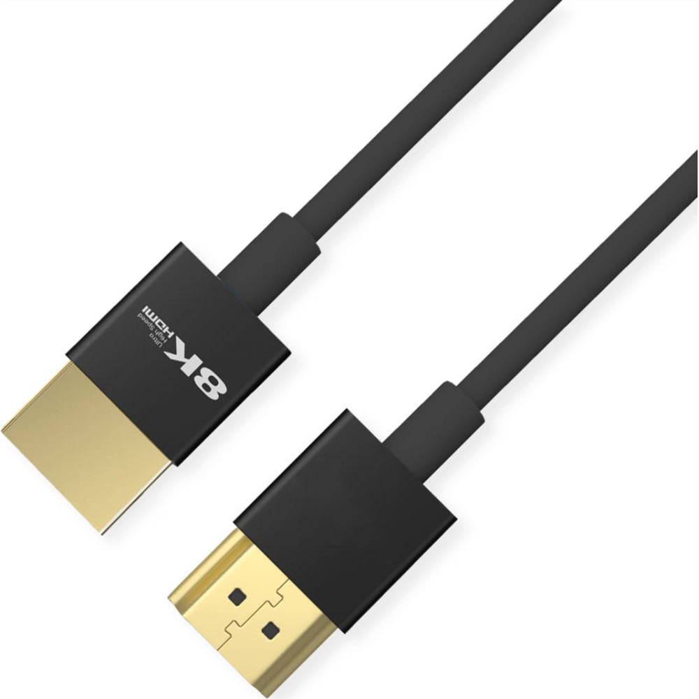 Roline 8K HDMI Ultra HD Kabel mit Ethernet, Slim, ST/ST, schwarz, 2 m