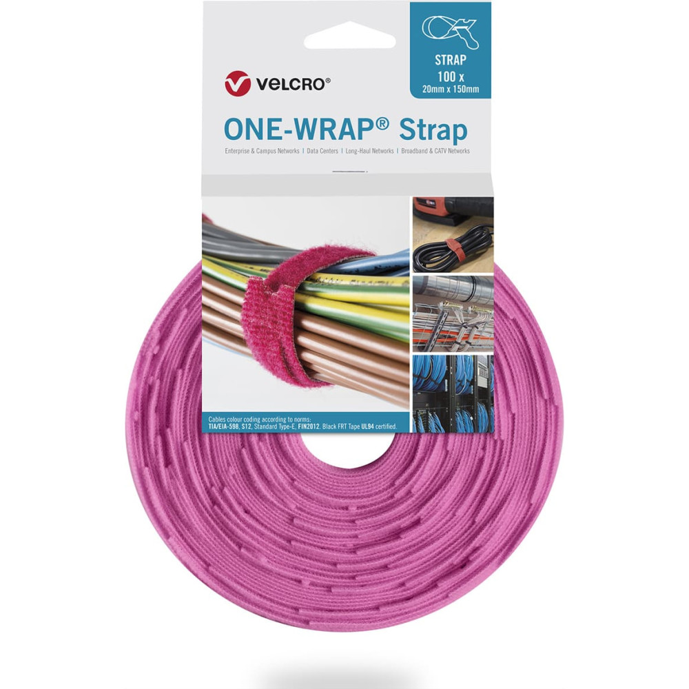 Velcro &reg; One Wrap&reg; Strap 20mm x 330mm, 100 St&uuml;ck, rosa