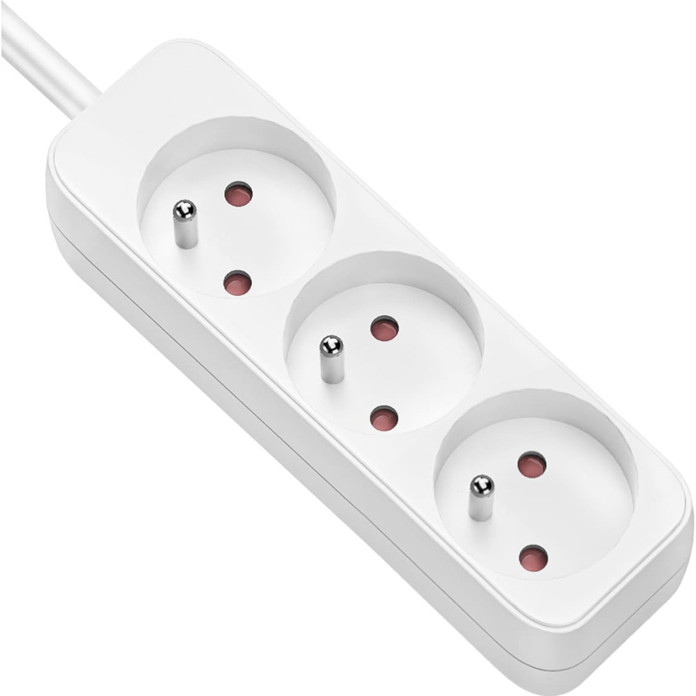 Value Power Strip, 3-way for France (UTE), white, 3 m