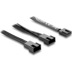 Delock Y-Fan Cable 1 x 4 pin PWM female to 2 x 4 pin PWM male black &ndash; 50 cm long with 20 cm branch