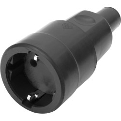 Bachmann Vollgummikupplung CEE7/3 Vollgmmi IP44 VDE, Knickschutz montierbar, schwarz