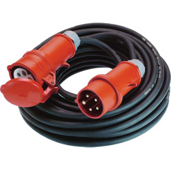 Bachmann Extension 5G1.5mm&sup2; black, 10m, H07RN-F CEE 16A red 400V, 10 m