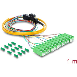 Delock Fibre Optic Pigtail Fanout Cable 12 x SC-APC Simplex male to 12 x open cable ends 1 m