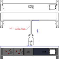 Bachmann DESK2 ALU BLACK 2xUK 1xCM, 1xUSBC 60W 0,2m GST18 United Kingdom