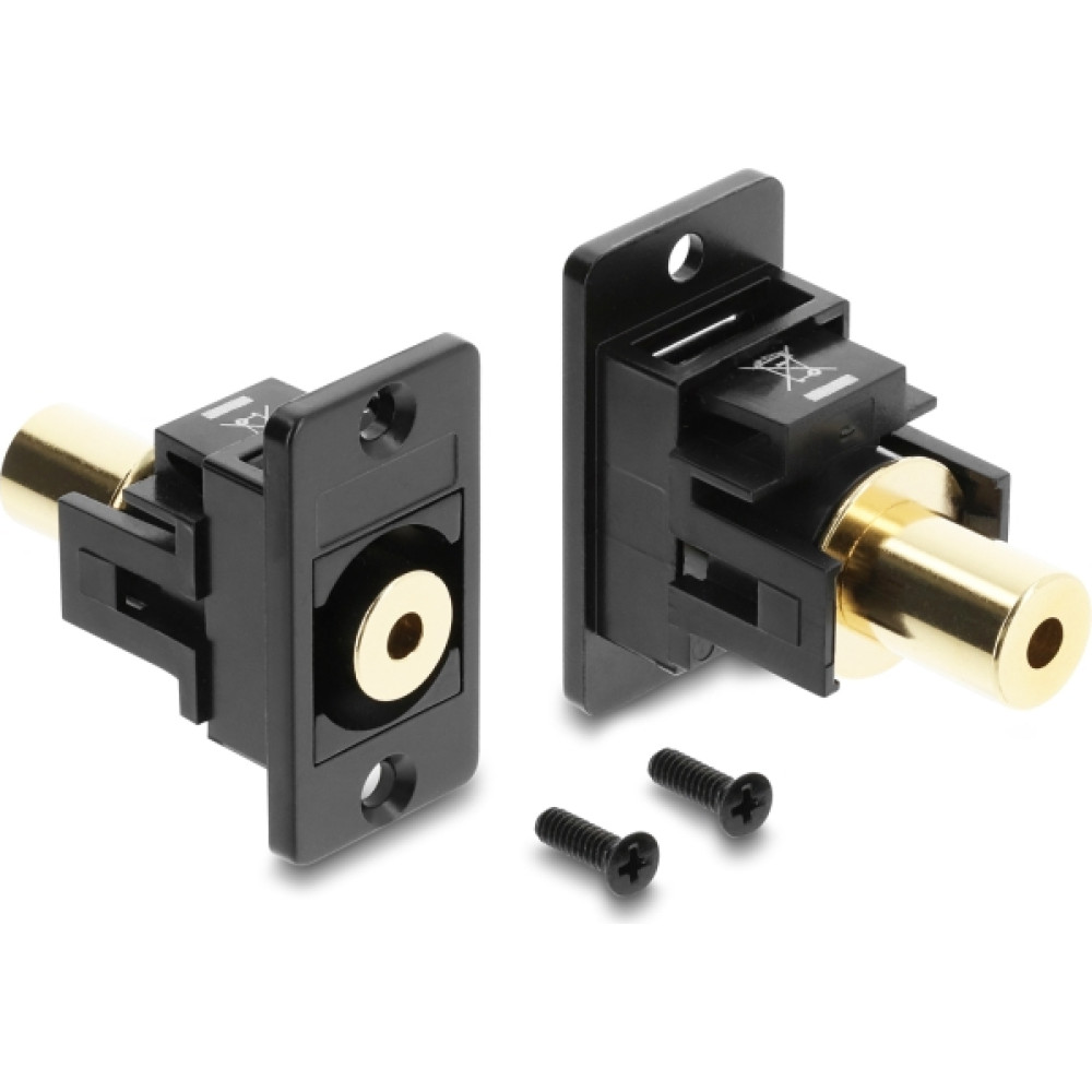 Delock Panel Mount stereo jack female 3.5 mm 4 pin to stereo jack female 3.5 mm 4 pin gold plated black