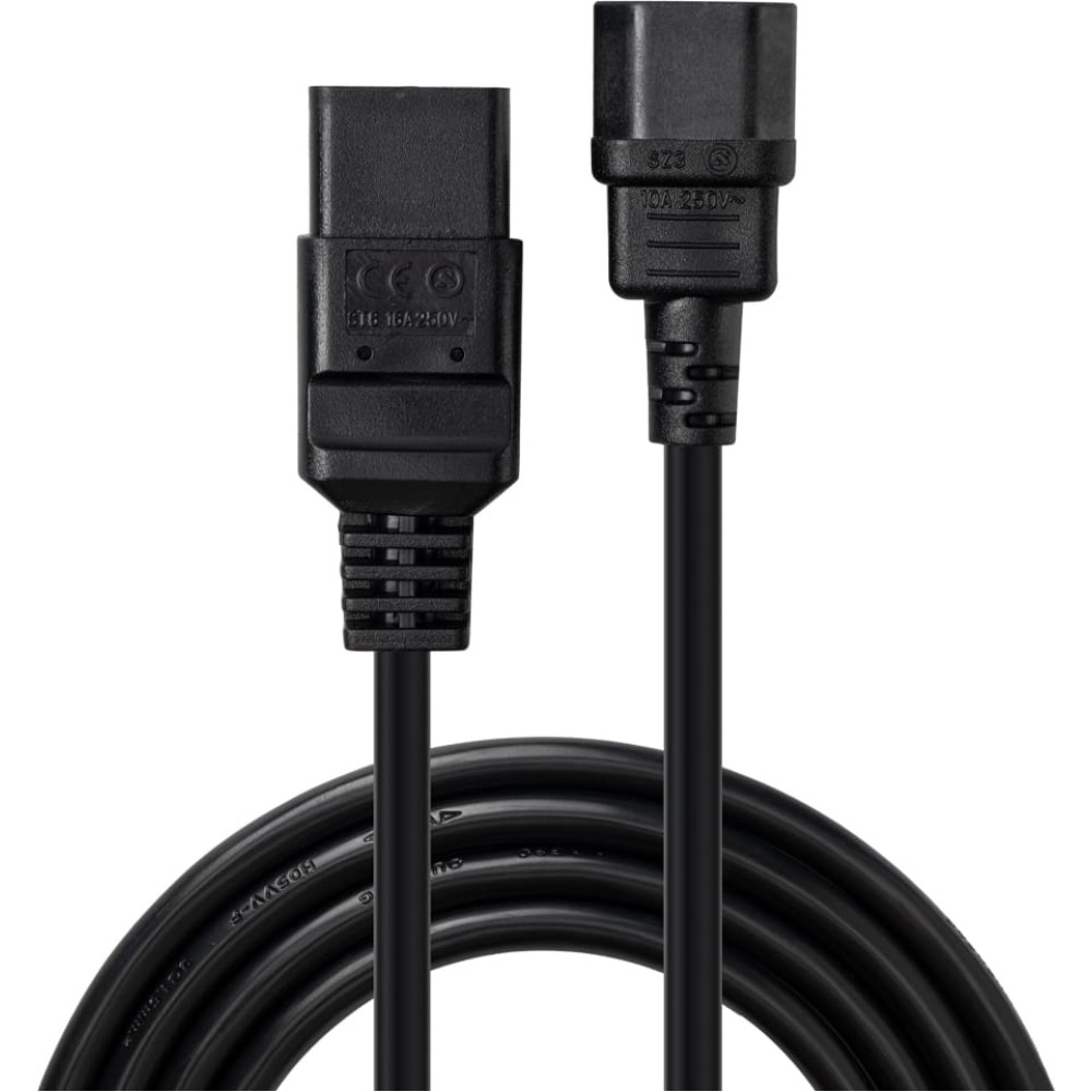 Lindy 2m C14 to C19 Mains Extension Cable, Black