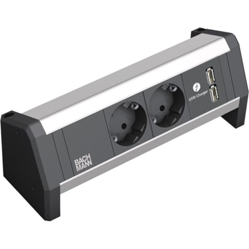 Bachmann DESK 2x earthing contact 1x USB charger