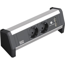 Bachmann DESK 2x earthing contact 1x USB charger