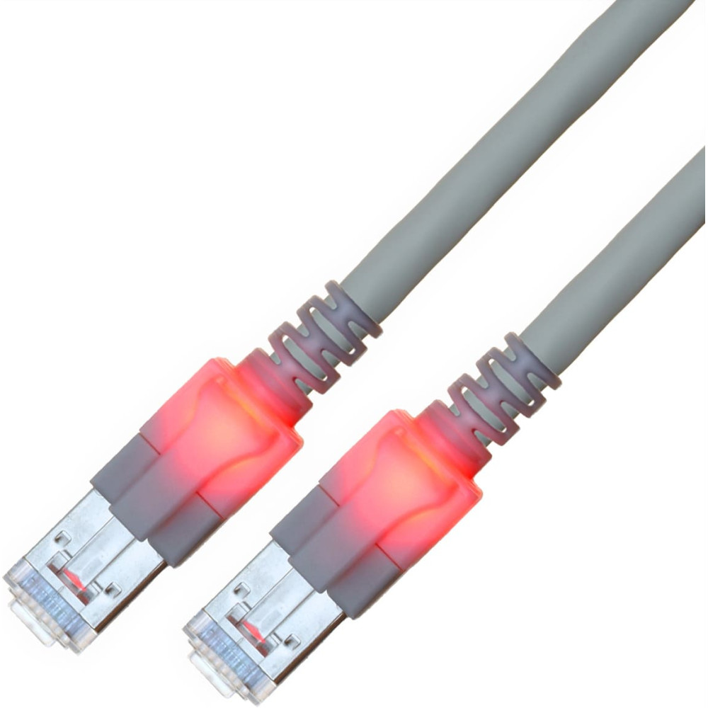 Easylan S/FTP DualBoot LED Patch Cable Cat.6 (Class E), LSOH, grey, 10 m