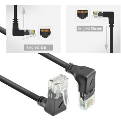 ACT CAT6A UTP SL U/D-ANG BK 0.25M