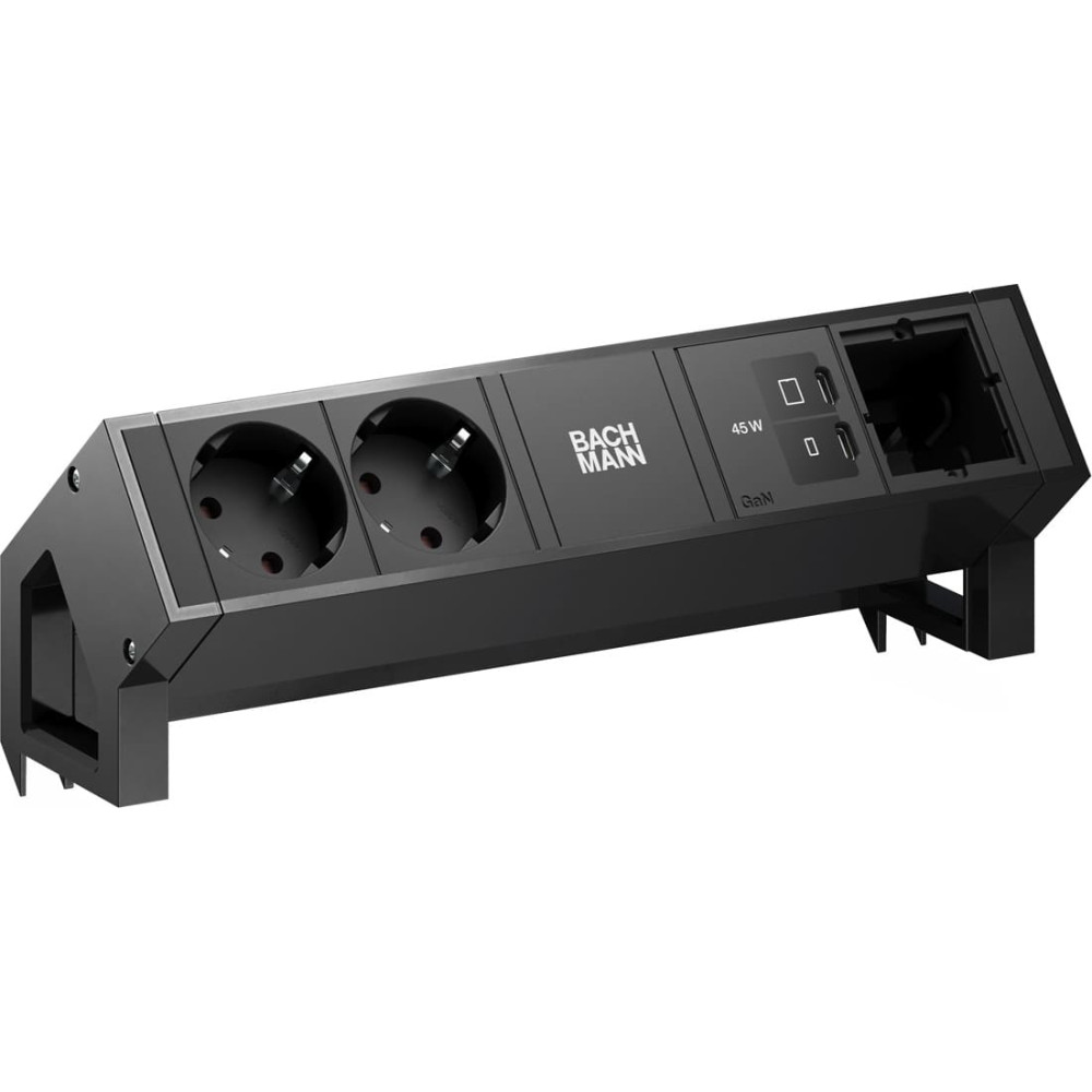 Bachmann DESK2 2xCEE7/3 1xUSB C/C 45W, 1xCM L=0.2m RAL9005