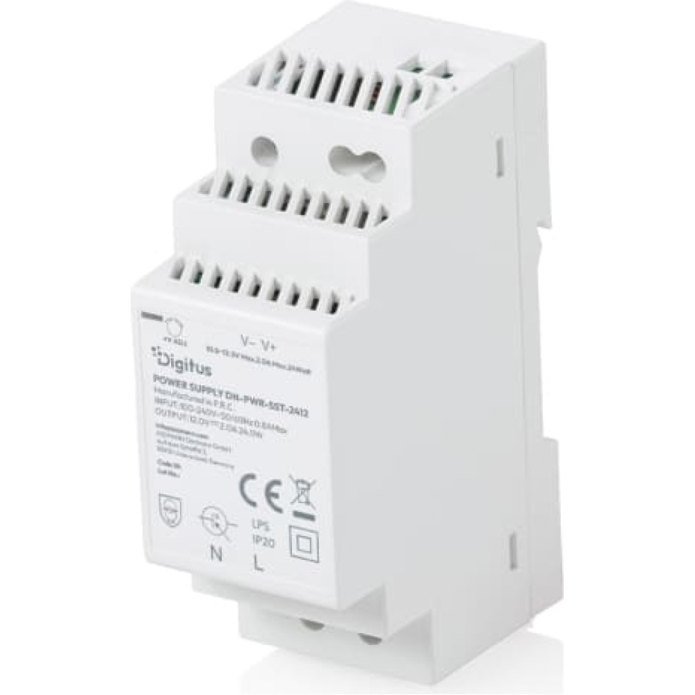 Digitus 12V / 2A / 24W Step-Shape DIN-Rail power supply unit (Slim, Class II)