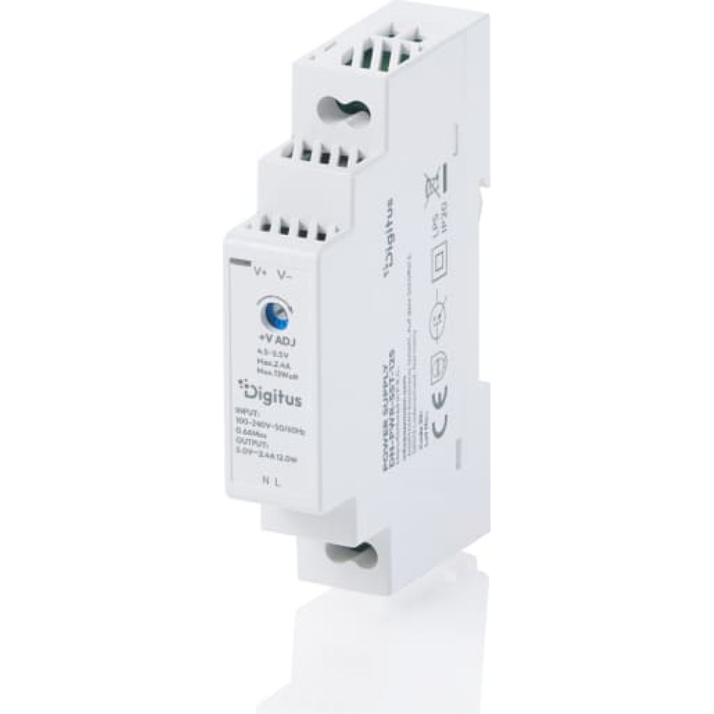 Digitus 5V / 2.4A / 12W Step-Shape DIN-Rail power supply (Ultra-Slim, Class II)