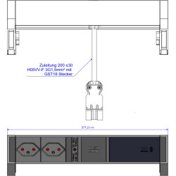 Bachmann DESK2 2xCH 1xUSB C 60W 0.2m, GST18 RAL9005 Switzerland
