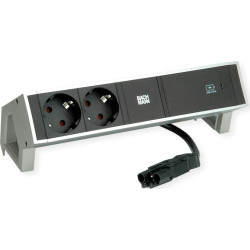 Bachmann DESK2 2xprotective contact USB C, USB Charger 60W 0.2m GST18 INOX