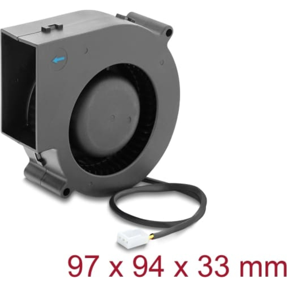 Delock Radial Fan / Blower Fan 12 V DC 97 x 94 x 33 mm with 3 pin fan connector, black