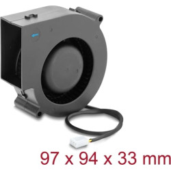 Delock Radial Fan / Blower Fan 12 V DC 97 x 94 x 33 mm with 3 pin fan connector, black