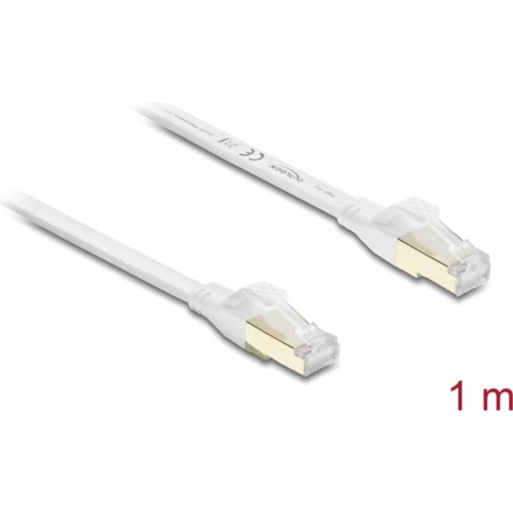 Delock RJ45 Flat Patch Cable Cat.8.1 U/FTP up to 40 Gbps 1 m white