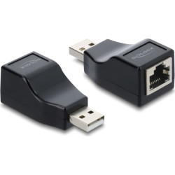 Delock Adapter USB 2.0 Type-A male to Serial RS-232 RJ45 female black