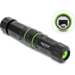 Delock Cable Connector RJ12 jack to RJ12 jack with M20 x 1.5 mm thread IP68 dust and waterproof