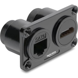Delock Dual Built-in Socket RJ45 jack Cat.6 + HDMI female 4K black