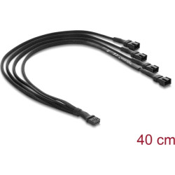 Delock Fan Cable Splitter 1 x 4 pin PWM female to male + 3 x 4 pin (3 pins connected) male with braided jacket 40 cm black