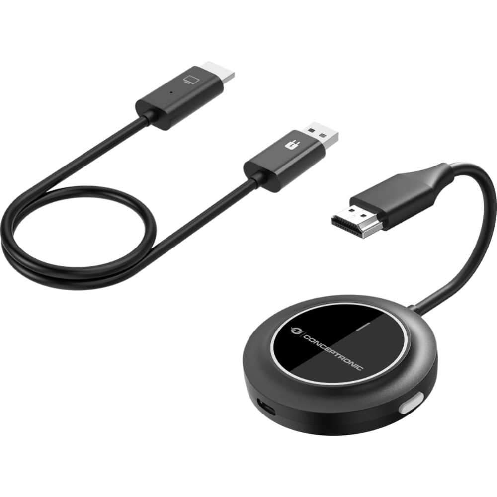 Conceptronic ATHERIC02B bezvadu displeja adapteris HDMI/USB Pilns HD Sargspraudnis