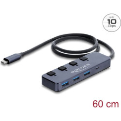 Delock USB 10 Gbps Hub with 3 x USB Type-A and 1 x USB Type-C&trade; female with Switch