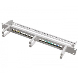 Logilink Keystone Panel 19" 16-Port, geschirmt, lichtgrau