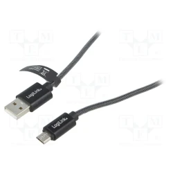 Logilink USB zu Micro USB Stecker Sync & Ladekabel, grau, 2m