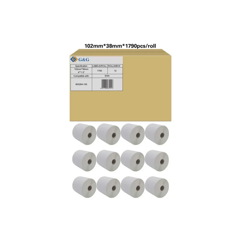 G&G 12x Etikettenrollen kompatibel mit Zebra 800264-155