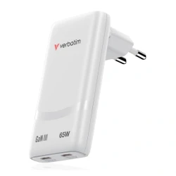 Verbatim GaN III Fold ´n´ Go Charger 2 Port 65W USB-C white